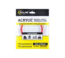 Скотч двусторонний Solar прозрачный ACRYLIC (VHB) 9ммx2м