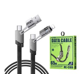 Remax кабель 65W 4-in-1 Lightning/USB/Type-C 1m RC-189