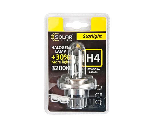 Solar H4 12V 60/55W P43t-38 Starlight + 30%, blister