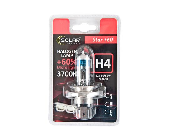 Solar H4 12V 60/55W P43t-38 Starlight + 60%, blister