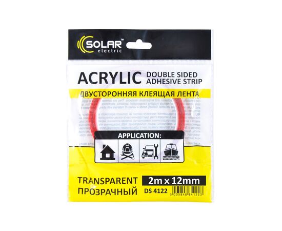 Скотч двусторонний Solar прозрачный ACRYLIC (VHB) 12ммx2м