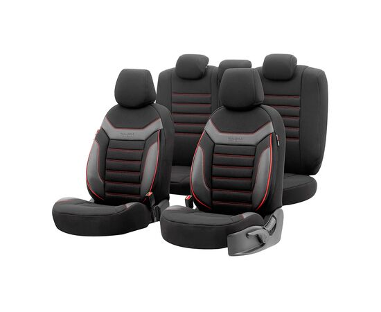Чехлы на сиденья OTOM INDIVIDUAL 2+1 черный с красным IND201